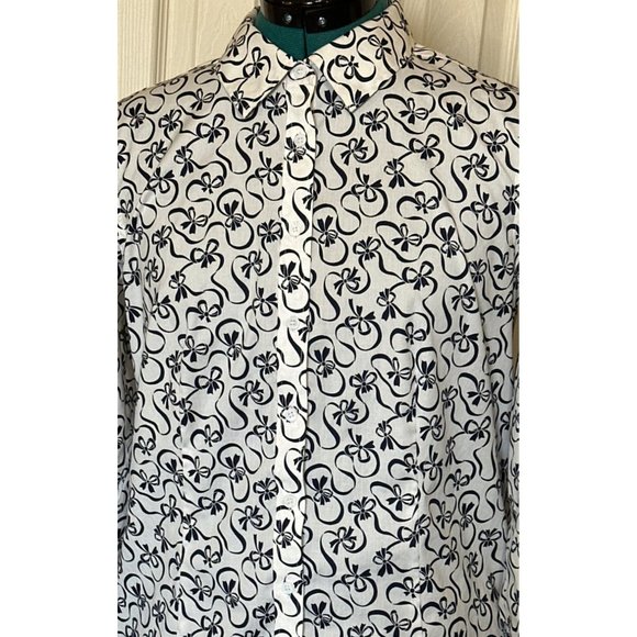 Talbots Wrinkle-Resistant Blouse Ribbon Pattern Cotton Blend Women's Size 8 - Picture 12 of 15